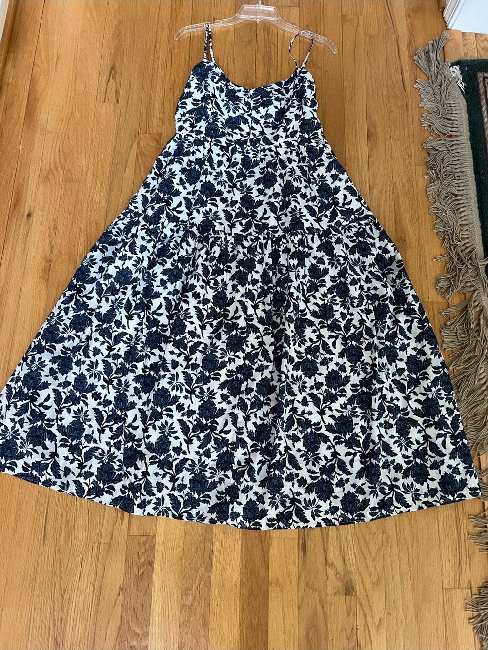 Women's Navy and White Floral Maxi Skirt - Classic A-Line